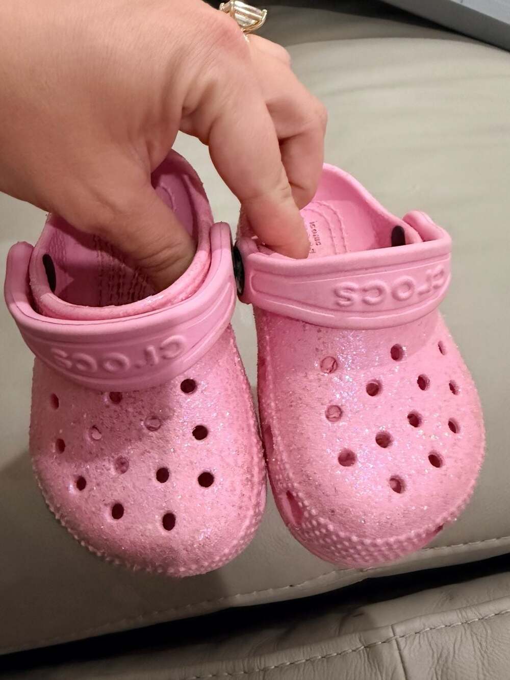 Crocs Classic Glitter Clog Size 5c Pink Sparkle Kids Shoes